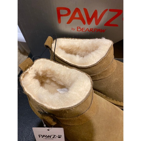 New Girls Pawz by BearPaw Pretty Short Hickory Brown Boots Size 10 New - Picture 4 of 12